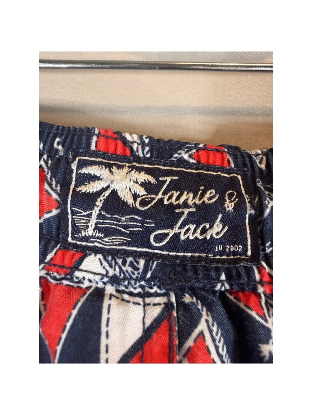 Janie and Jack Boys Nautical Sailboat Flag Swim Trunks Navy Blue Red Size 5